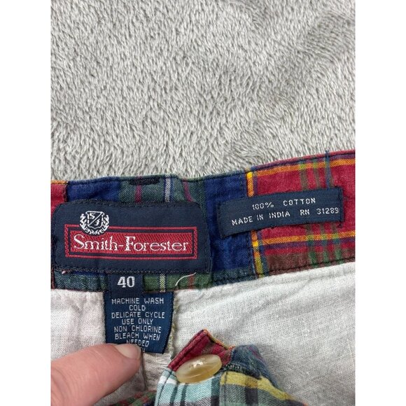 Smith-Forester Patchwork Plaid Shorts Mens 40 Prepster Preppy Golf - Picture 2 of 8